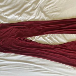 SOLD Size small burgundy bell bottom legging’s